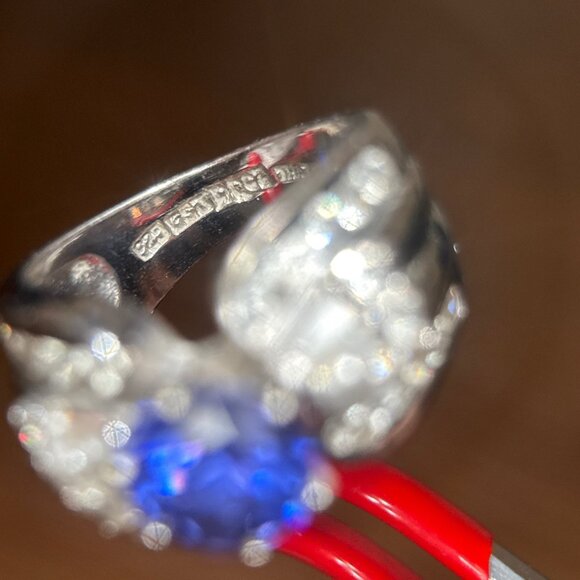 925 Blue/White Cz Ring - Picture 9 of 11